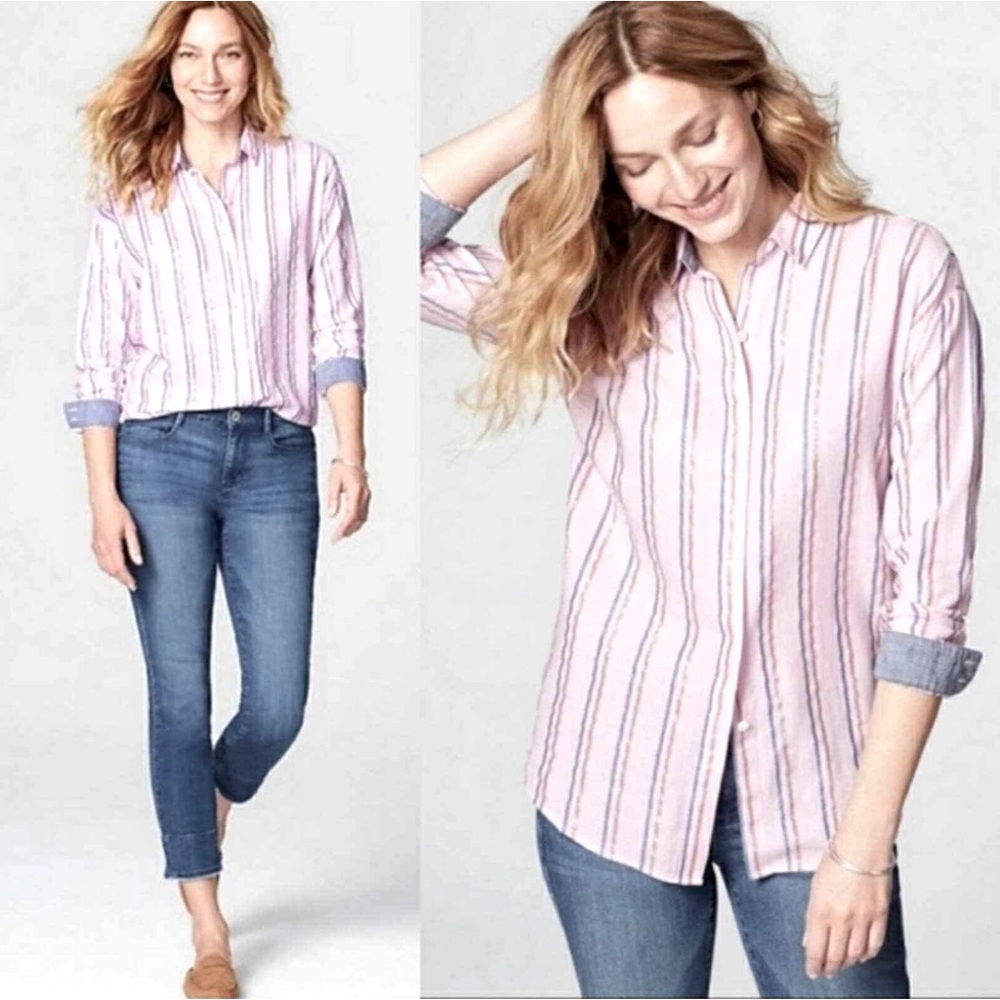 J. Jill metallic stripe Easy Everyday button down